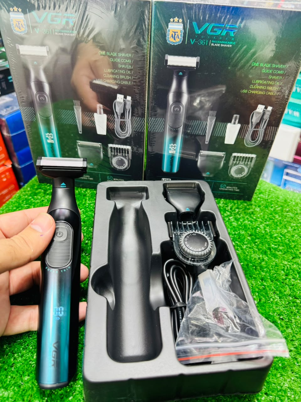 VGR V-361 Professional One Blade Shaver | Rechargeable Cordless Beard & Hair Trimmer with Guide Comb